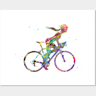 Female cyclist Posters and Art